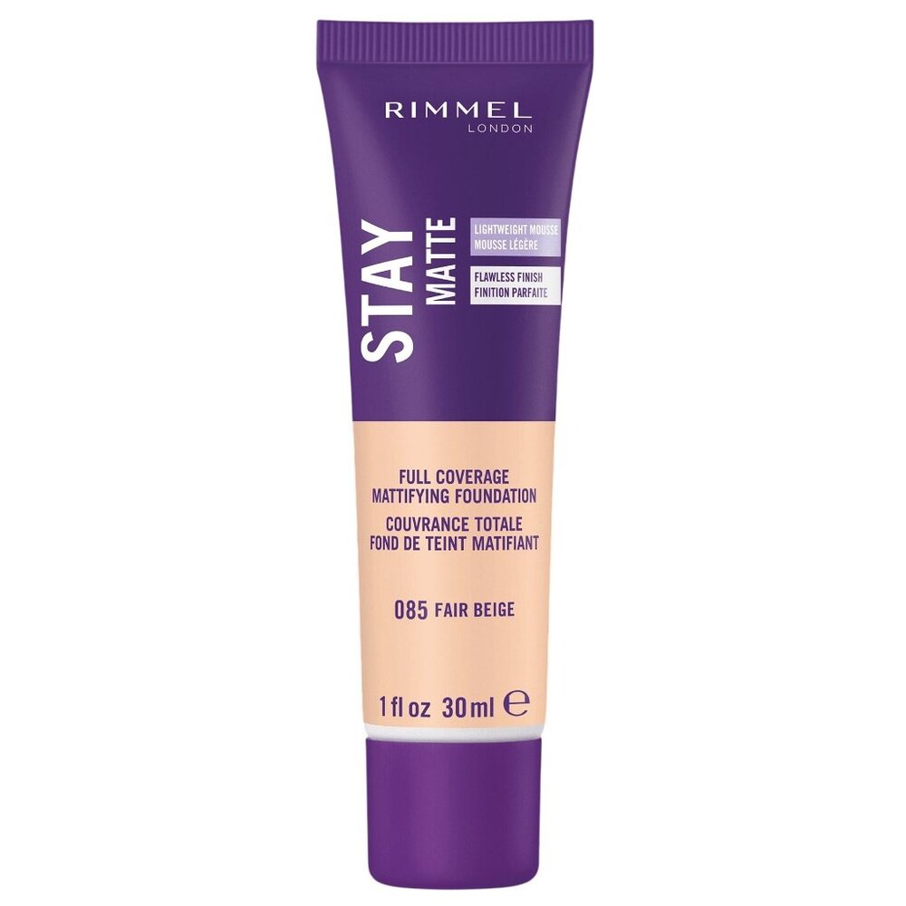 Rimmel London 085 Fair Beige Stay Matte Foundation 1 fl oz Full Coverage NEW